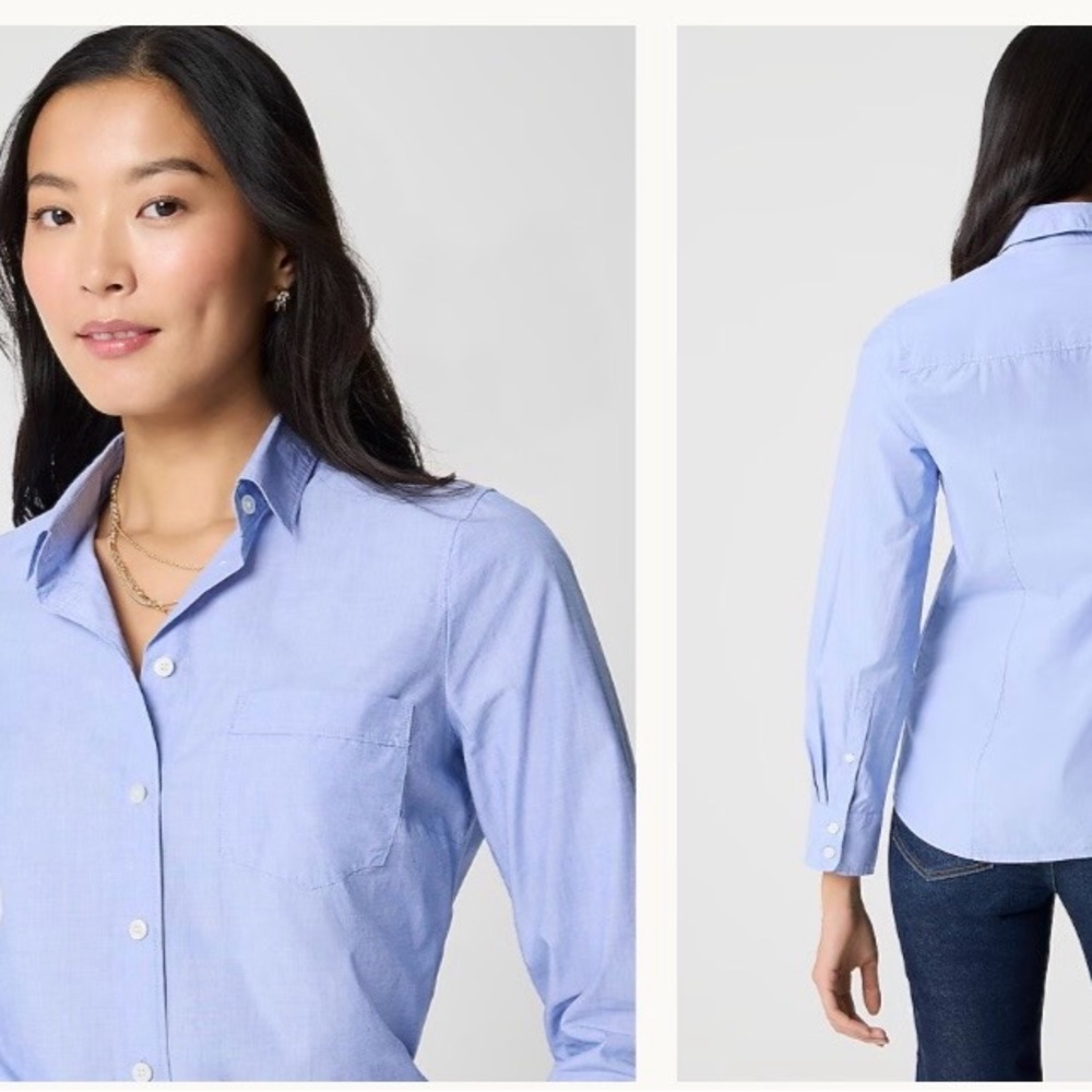 J. Crew Women’s Casual Light Blue Denim Button Down Shirt